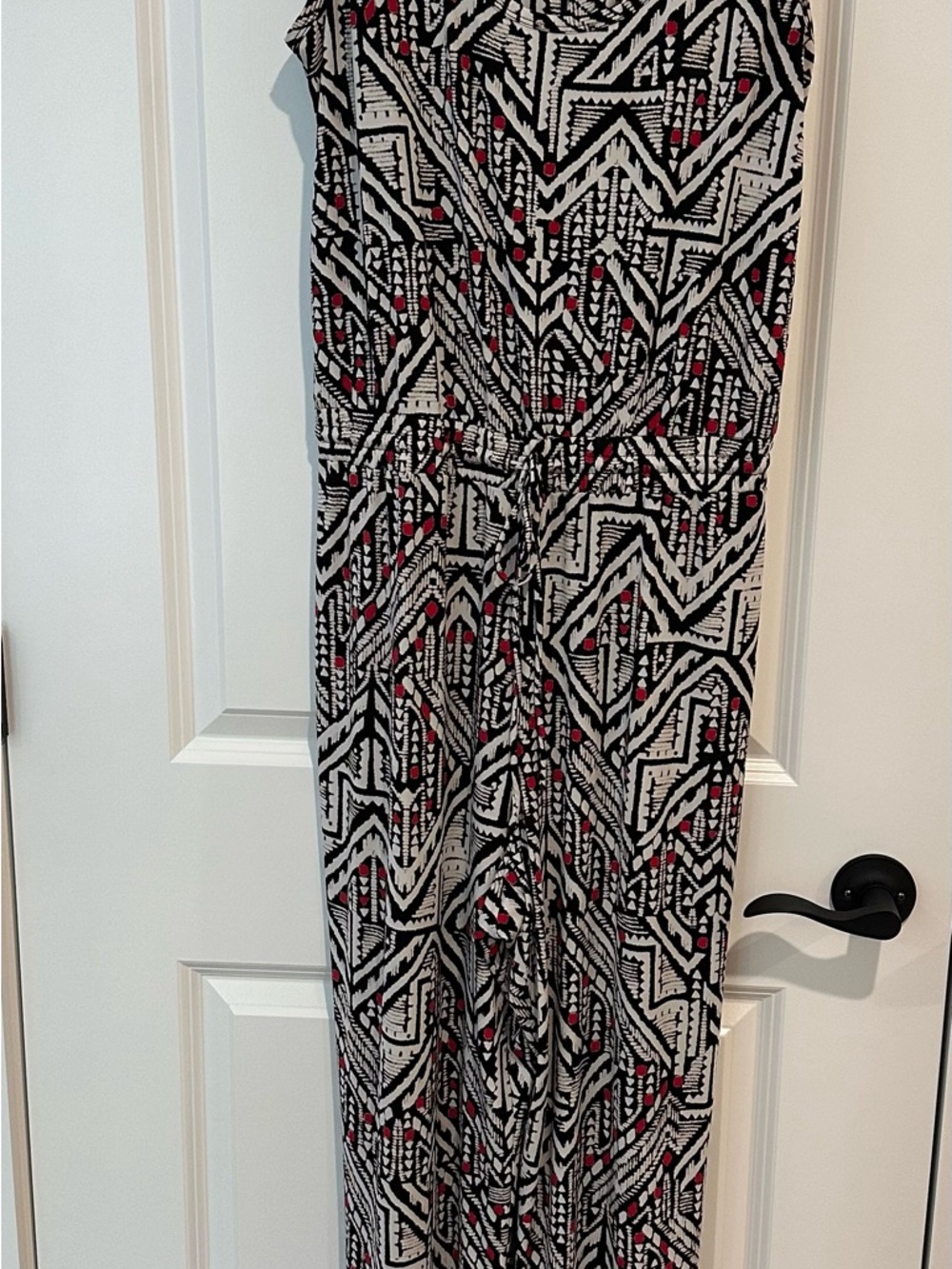 Calvin Klein Black, White & Red Geometric Jumpsuit Size 10